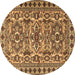 Round Machine Washable Persian Brown Traditional Rug, wshtr2346brn