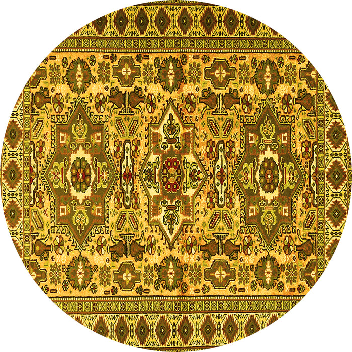 Round Persian Yellow Traditional Rug, tr2346yw