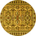 Round Persian Yellow Traditional Rug, tr2346yw