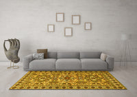 Machine Washable Persian Yellow Traditional Rug, wshtr2346yw