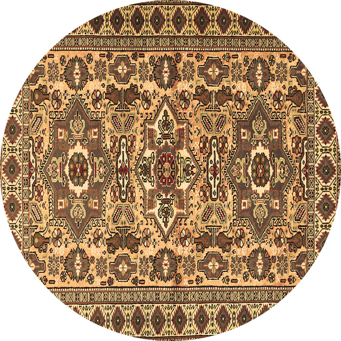 Round Persian Brown Traditional Rug, tr2346brn