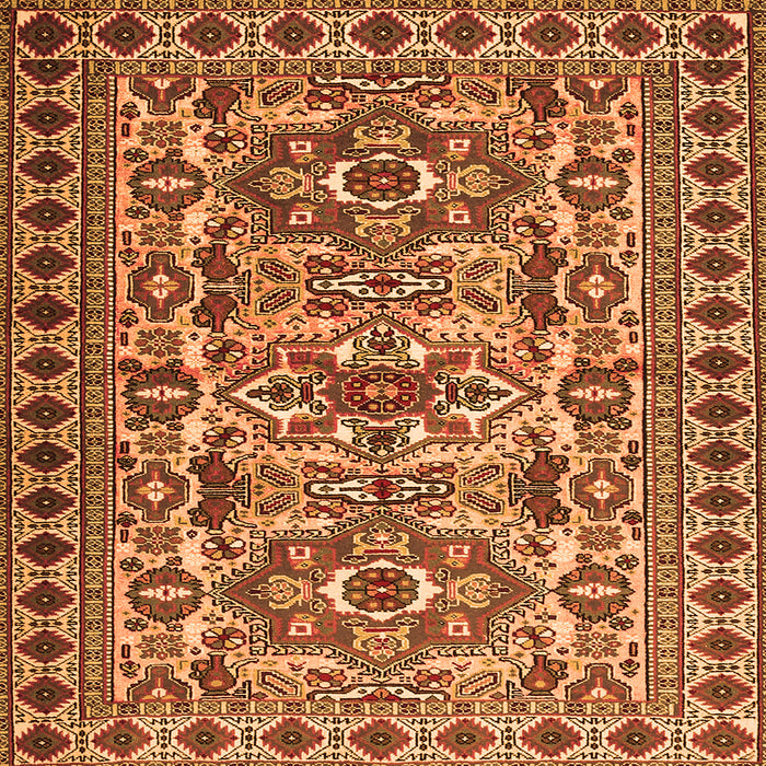 Round Machine Washable Persian Orange Traditional Area Rugs, wshtr2346org