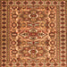 Round Machine Washable Persian Orange Traditional Area Rugs, wshtr2346org