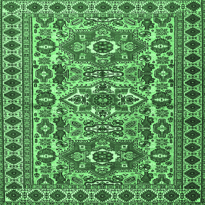 Square Machine Washable Persian Emerald Green Traditional Area Rugs, wshtr2346emgrn