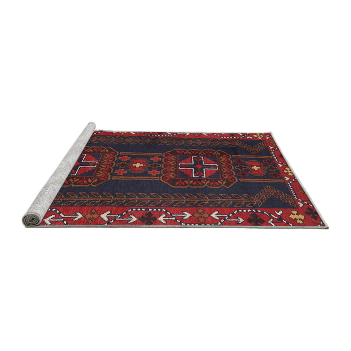 Sideview of Machine Washable Traditional Tomato Red Rug, wshtr2347