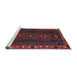 Sideview of Machine Washable Traditional Tomato Red Rug, wshtr2347