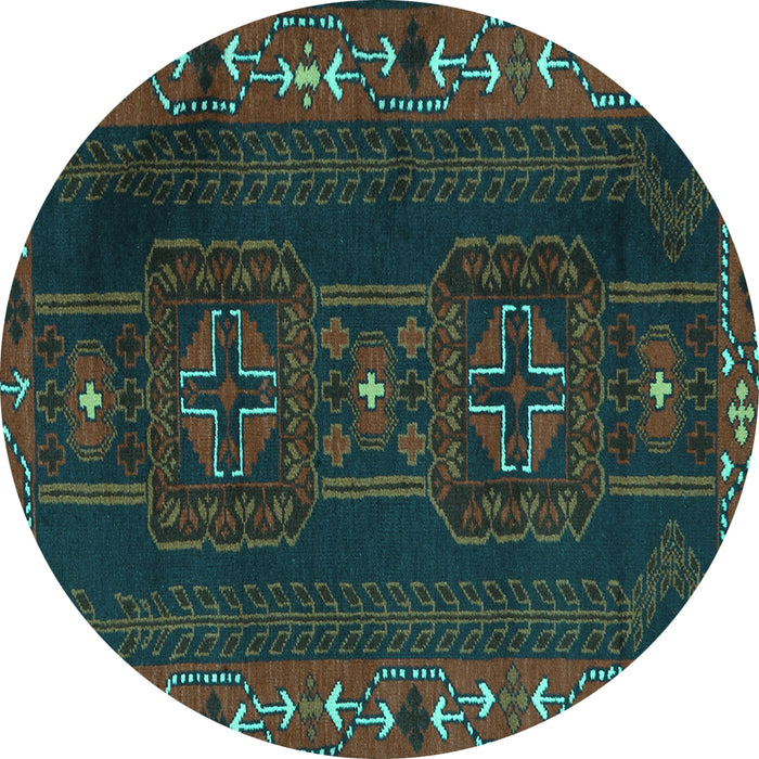 Round Machine Washable Persian Turquoise Traditional Area Rugs, wshtr2347turq