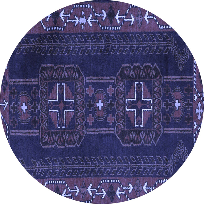 Round Machine Washable Persian Blue Traditional Rug, wshtr2347blu