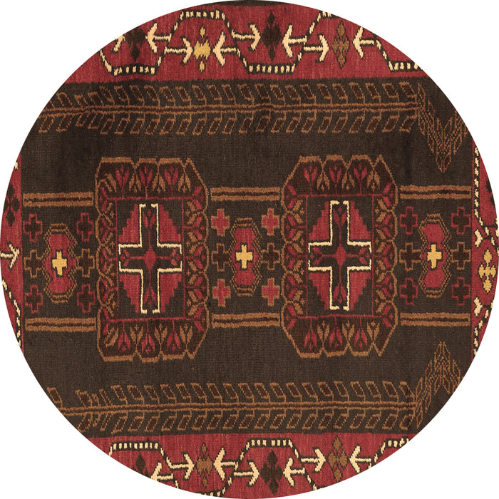 Round Persian Brown Traditional Rug, tr2347brn