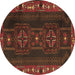 Round Persian Brown Traditional Rug, tr2347brn