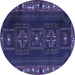 Round Persian Blue Traditional Rug, tr2347blu