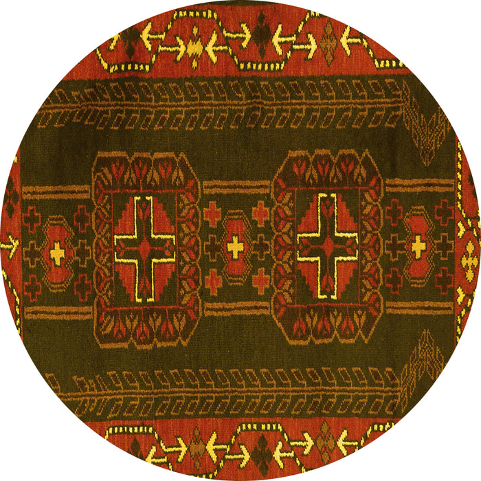 Round Machine Washable Persian Yellow Traditional Rug, wshtr2347yw