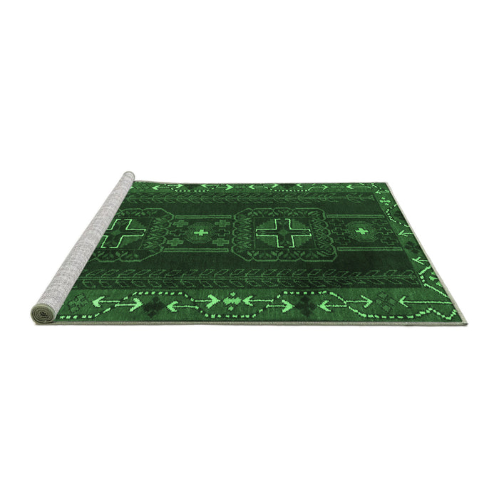 Sideview of Machine Washable Persian Emerald Green Traditional Area Rugs, wshtr2347emgrn
