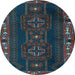 Round Machine Washable Persian Light Blue Traditional Rug, wshtr2347lblu