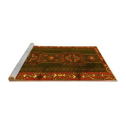 Sideview of Machine Washable Persian Yellow Traditional Rug, wshtr2347yw