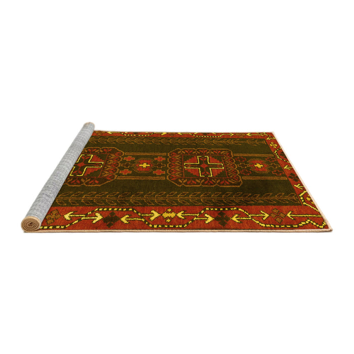 Sideview of Machine Washable Persian Yellow Traditional Rug, wshtr2347yw