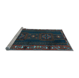 Sideview of Machine Washable Persian Light Blue Traditional Rug, wshtr2347lblu