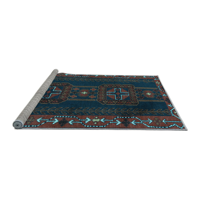 Sideview of Machine Washable Persian Light Blue Traditional Rug, wshtr2347lblu