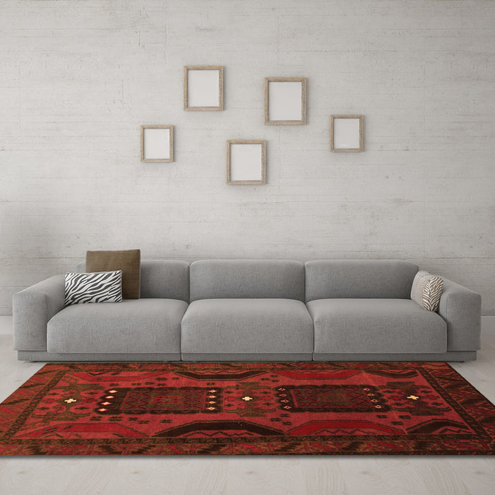 Machine Washable Persian Orange Traditional Area Rugs in a Living Room, wshtr2348org