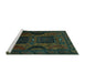 Sideview of Machine Washable Persian Turquoise Traditional Area Rugs, wshtr2348turq