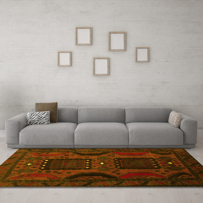 Machine Washable Persian Yellow Traditional Rug in a Living Room, wshtr2348yw