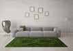 Machine Washable Persian Green Traditional Area Rugs in a Living Room,, wshtr2348grn