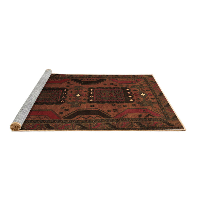 Sideview of Machine Washable Persian Brown Traditional Rug, wshtr2348brn