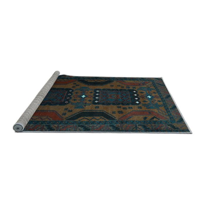 Sideview of Machine Washable Persian Light Blue Traditional Rug, wshtr2348lblu