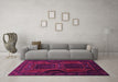 Machine Washable Persian Pink Traditional Rug in a Living Room, wshtr2348pnk