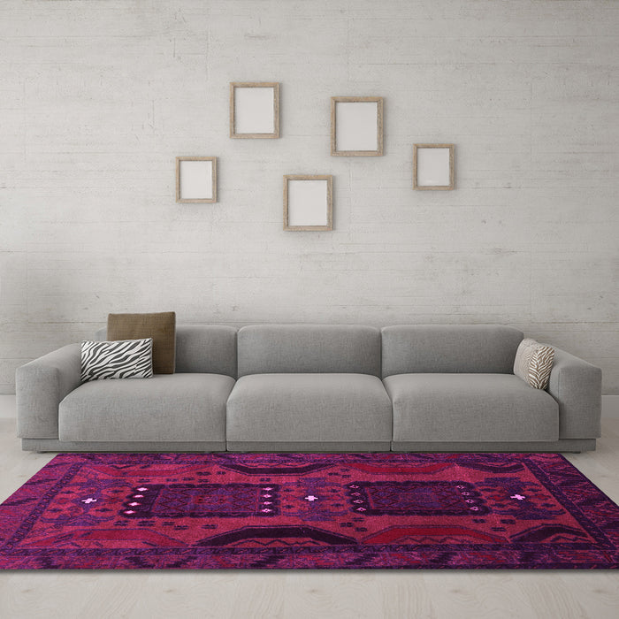 Machine Washable Persian Pink Traditional Rug in a Living Room, wshtr2348pnk