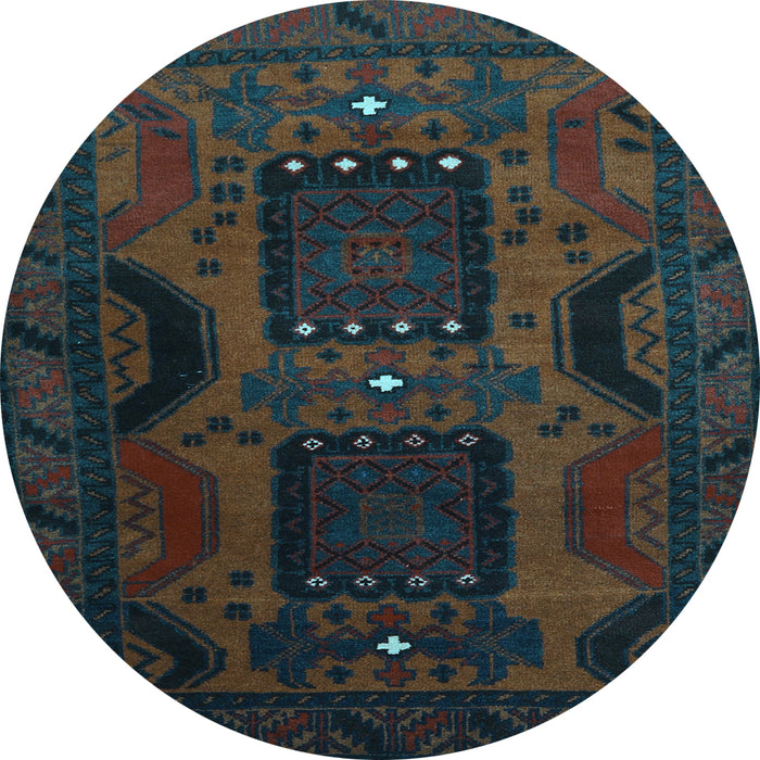 Round Machine Washable Persian Light Blue Traditional Rug, wshtr2348lblu