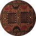 Round Machine Washable Persian Brown Traditional Rug, wshtr2348brn