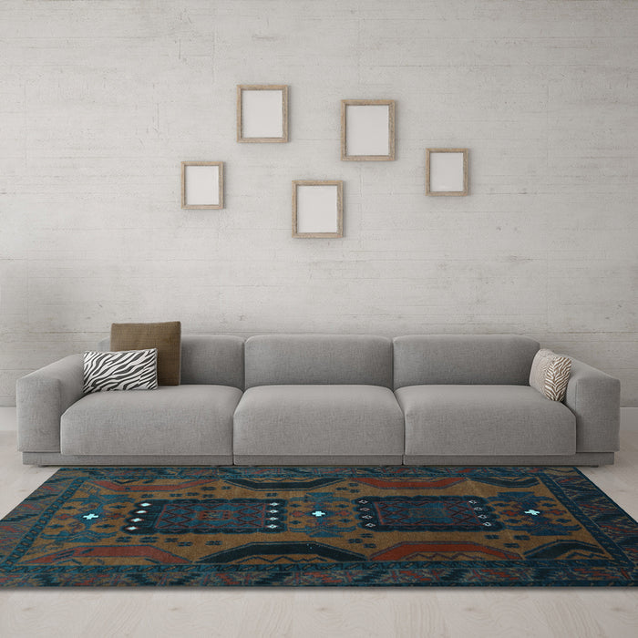 Machine Washable Persian Light Blue Traditional Rug in a Living Room, wshtr2348lblu