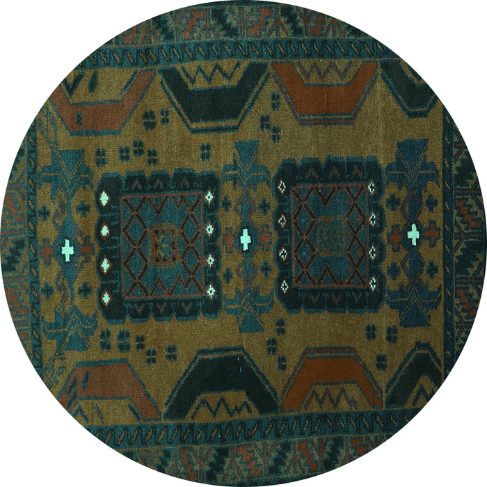 Round Machine Washable Persian Turquoise Traditional Area Rugs, wshtr2348turq
