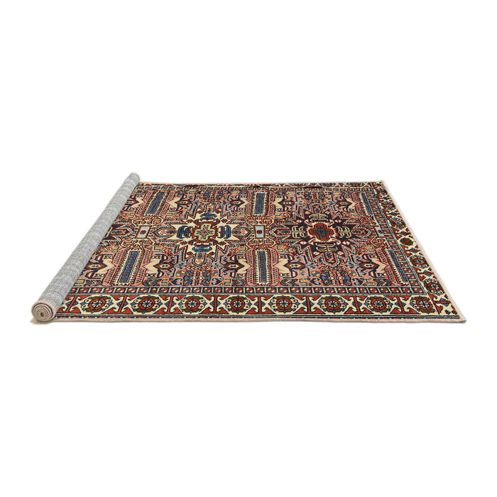 Sideview of Machine Washable Traditional Light French Beige Brown Rug, wshtr2349