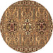 Round Machine Washable Persian Brown Traditional Rug, wshtr2349brn