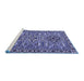 Sideview of Machine Washable Persian Blue Traditional Rug, wshtr2349blu