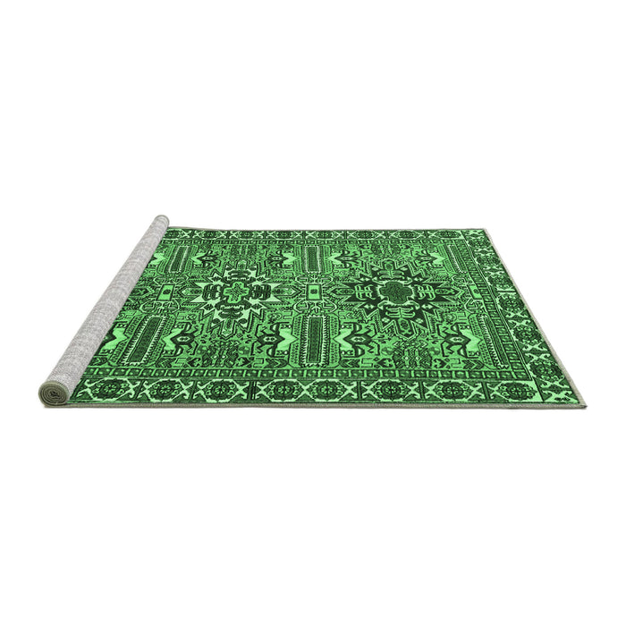 Sideview of Machine Washable Persian Emerald Green Traditional Area Rugs, wshtr2349emgrn