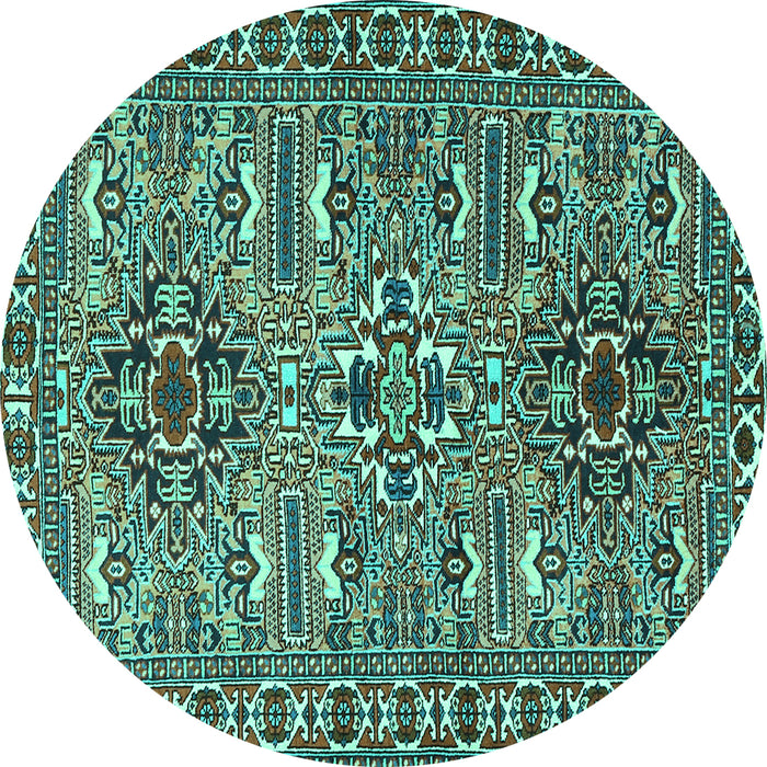 Round Persian Turquoise Traditional Rug, tr2349turq