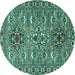 Round Persian Turquoise Traditional Rug, tr2349turq