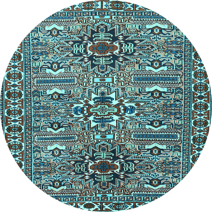 Round Persian Light Blue Traditional Rug, tr2349lblu