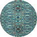 Round Persian Light Blue Traditional Rug, tr2349lblu