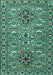 Machine Washable Persian Turquoise Traditional Area Rugs, wshtr2349turq