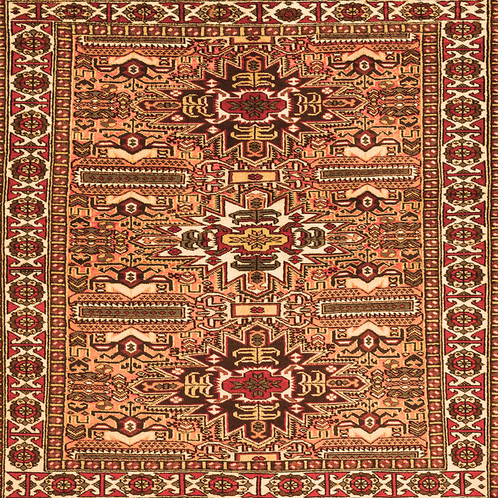 Round Machine Washable Persian Orange Traditional Area Rugs, wshtr2349org