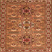 Round Machine Washable Persian Orange Traditional Area Rugs, wshtr2349org