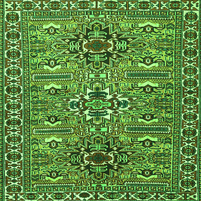 Round Machine Washable Persian Green Traditional Area Rugs, wshtr2349grn