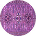 Round Machine Washable Persian Purple Traditional Area Rugs, wshtr2349pur