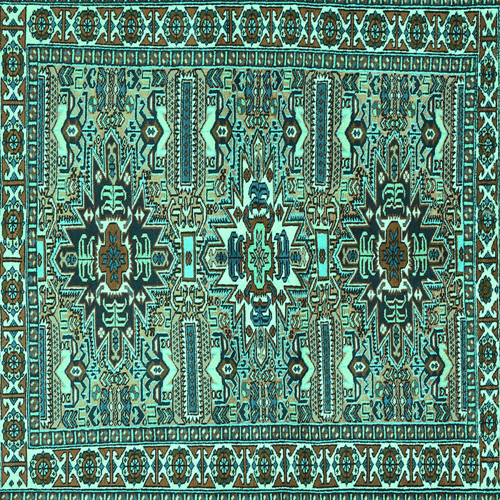 Square Machine Washable Persian Turquoise Traditional Area Rugs, wshtr2349turq