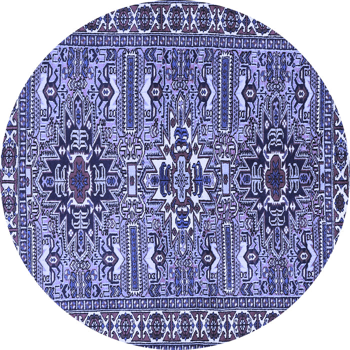 Round Machine Washable Persian Blue Traditional Rug, wshtr2349blu