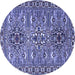 Round Machine Washable Persian Blue Traditional Rug, wshtr2349blu